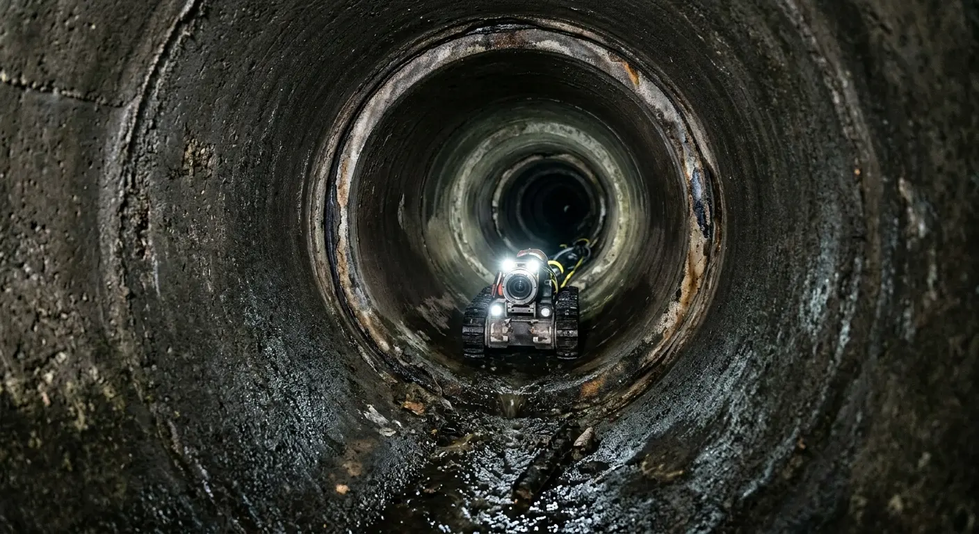 Robotic sewer camera inspecting pipe interior for Drain Snake Service in Milan